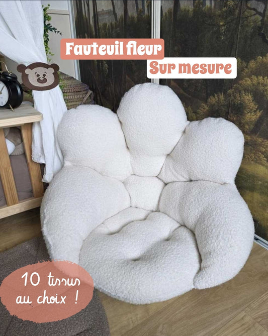 Fauteuil fleur bouclette - couleur au choix - Sur mesure