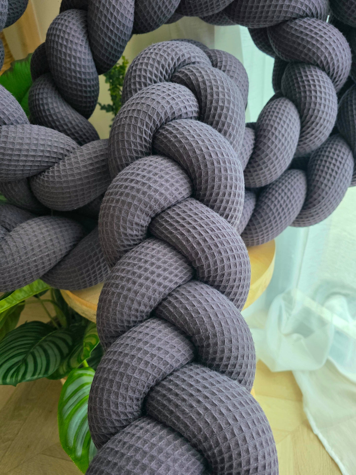 Tresse de lit 3 brins 360cm nid d'abeille aubergine