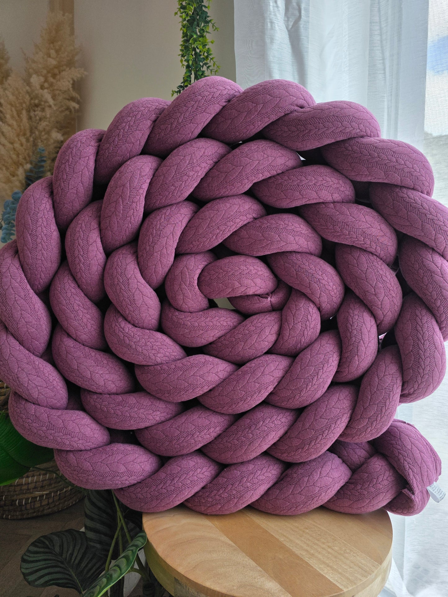 Tresse de lit 4 brins 500cm tricot prune déstockage
