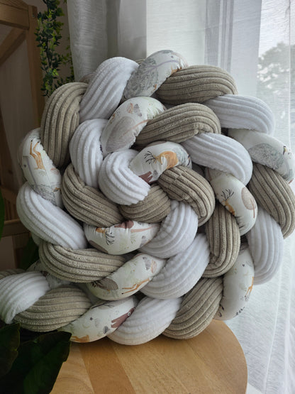 Tresse de lit 3 brins 300cm côtelé blanc et beige et brocéliandre