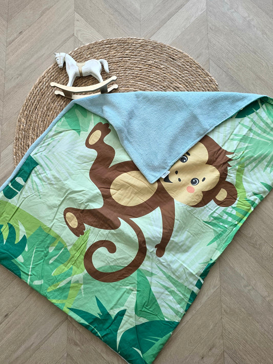 Couverture 100x80cm fine singe et doudou menthe