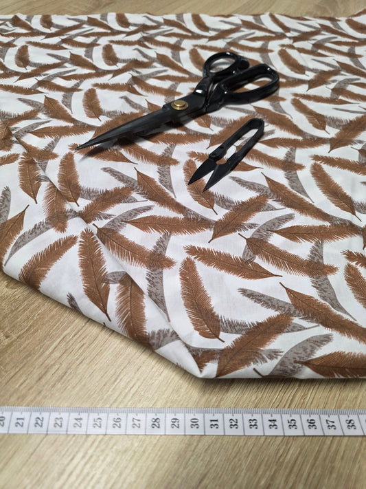 Tissu en coton - Popeline de coton - Motif Pampa marron
