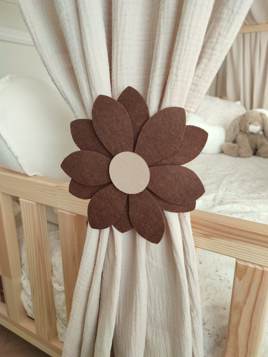 Embrasses de rideaux fleurs marron - lot de 2