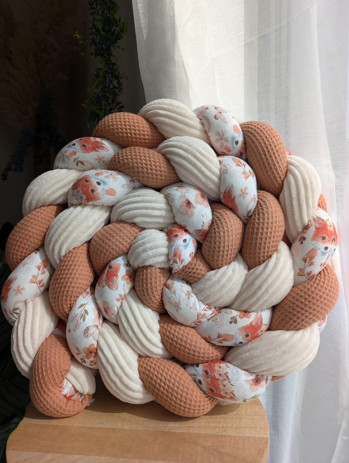 Tresse de lit 3 brins 300cm safran côtelé écru et renarde
