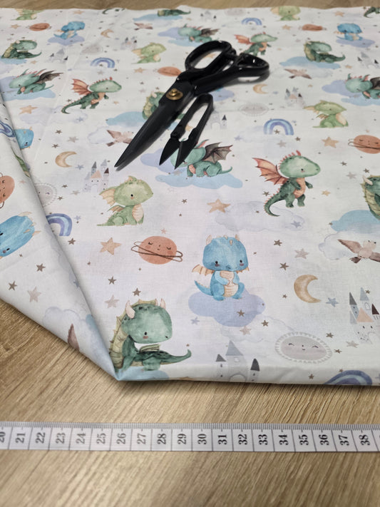 Tissu en coton - Popeline de coton - Motif Dragons