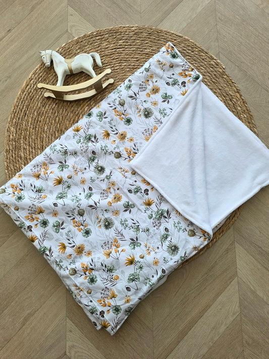 Couverture 100x140cm fine champêtre et doudou blanc