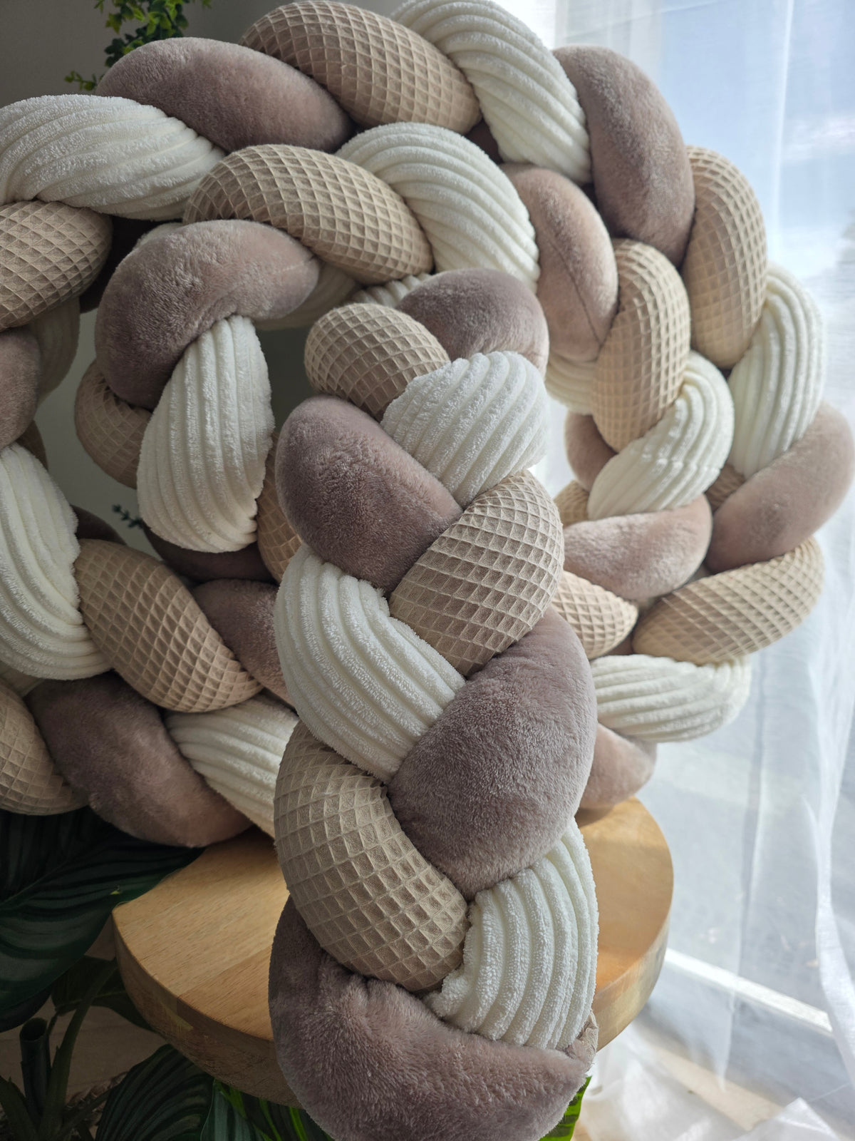 Tresse de lit 3 brins 420cm beige doudou galet et côtelé écru