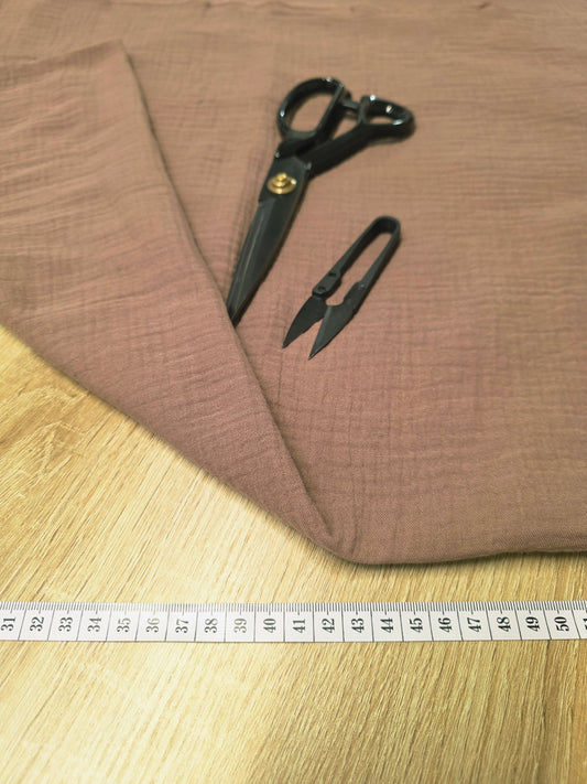 Tissu Double Gaze de coton - Café