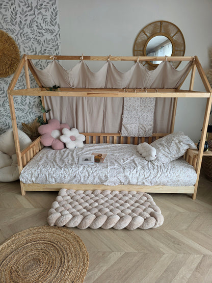 Tapis tressé 100x40cm fourrure beige