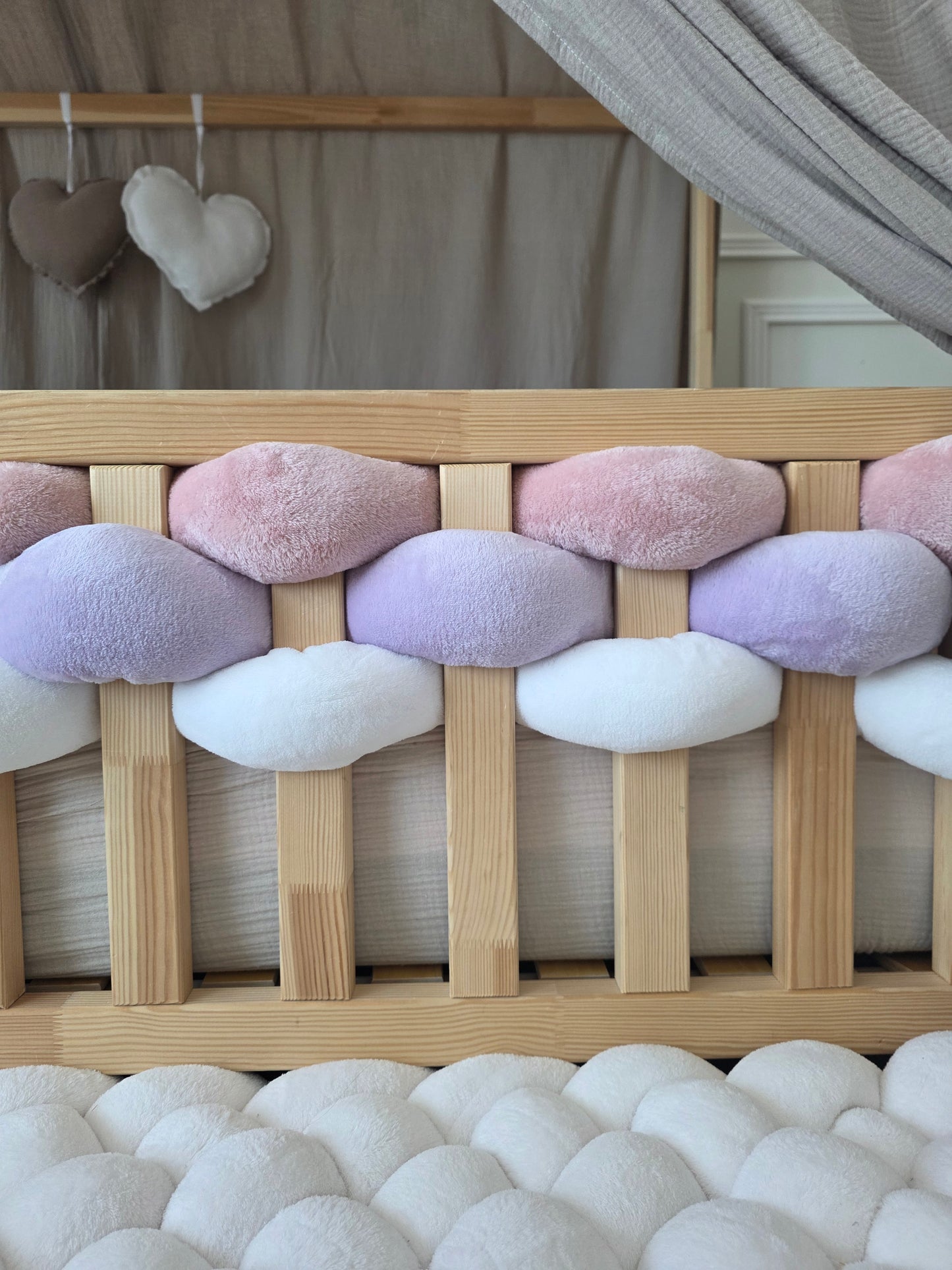 Lot de 3 brins - doudou blanc lavande et poudré