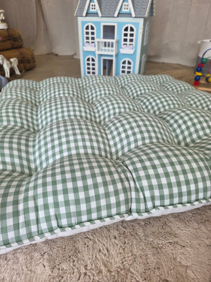 Tapis moelleux vichy vert 90x90cm