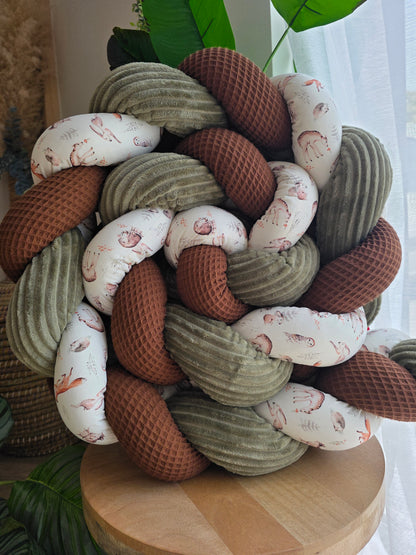 Tresse de lit 3 brins 250cm chocolat côtelé olive et forêt