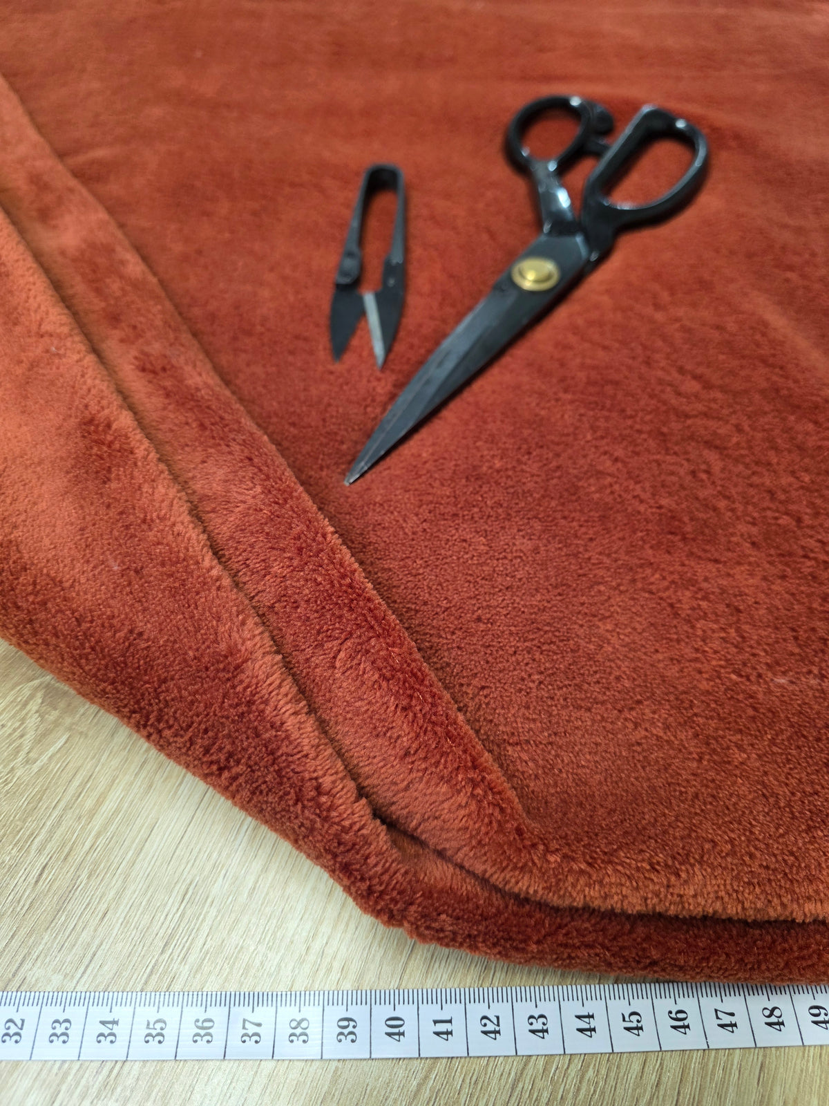 Tissu Doudou - Polaire Terracotta