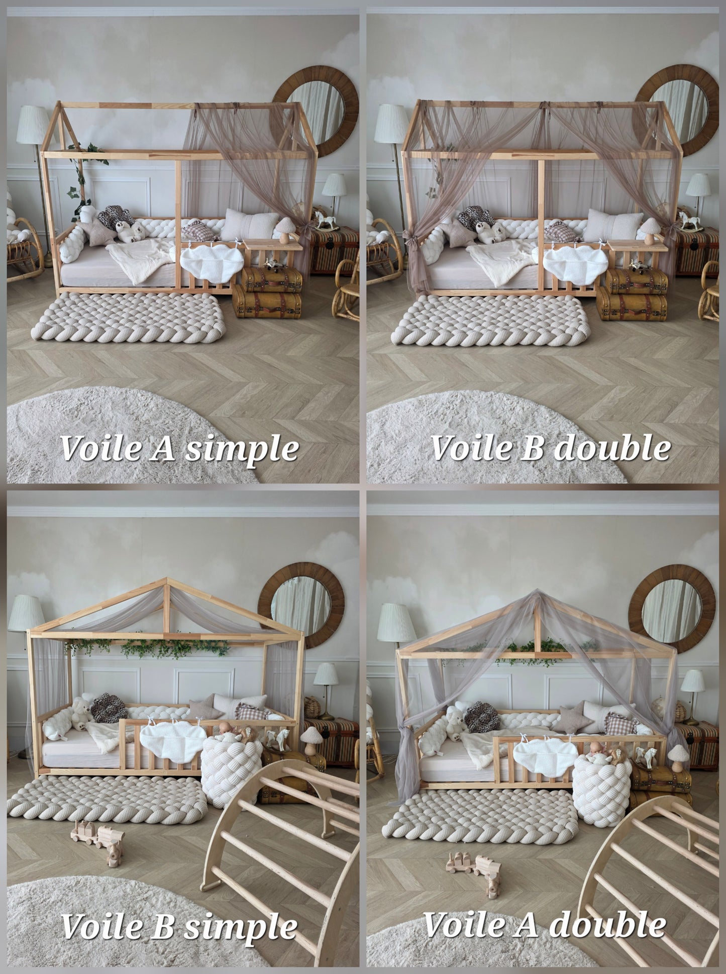 Voile de lit cabane modèle A Simple ou double - Sur mesure