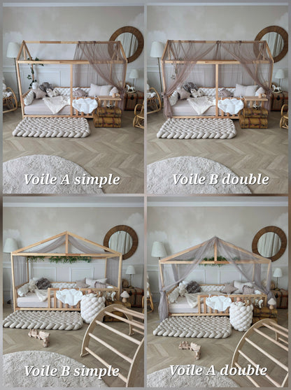 Voile de lit cabane modèle A Simple ou double - Sur mesure