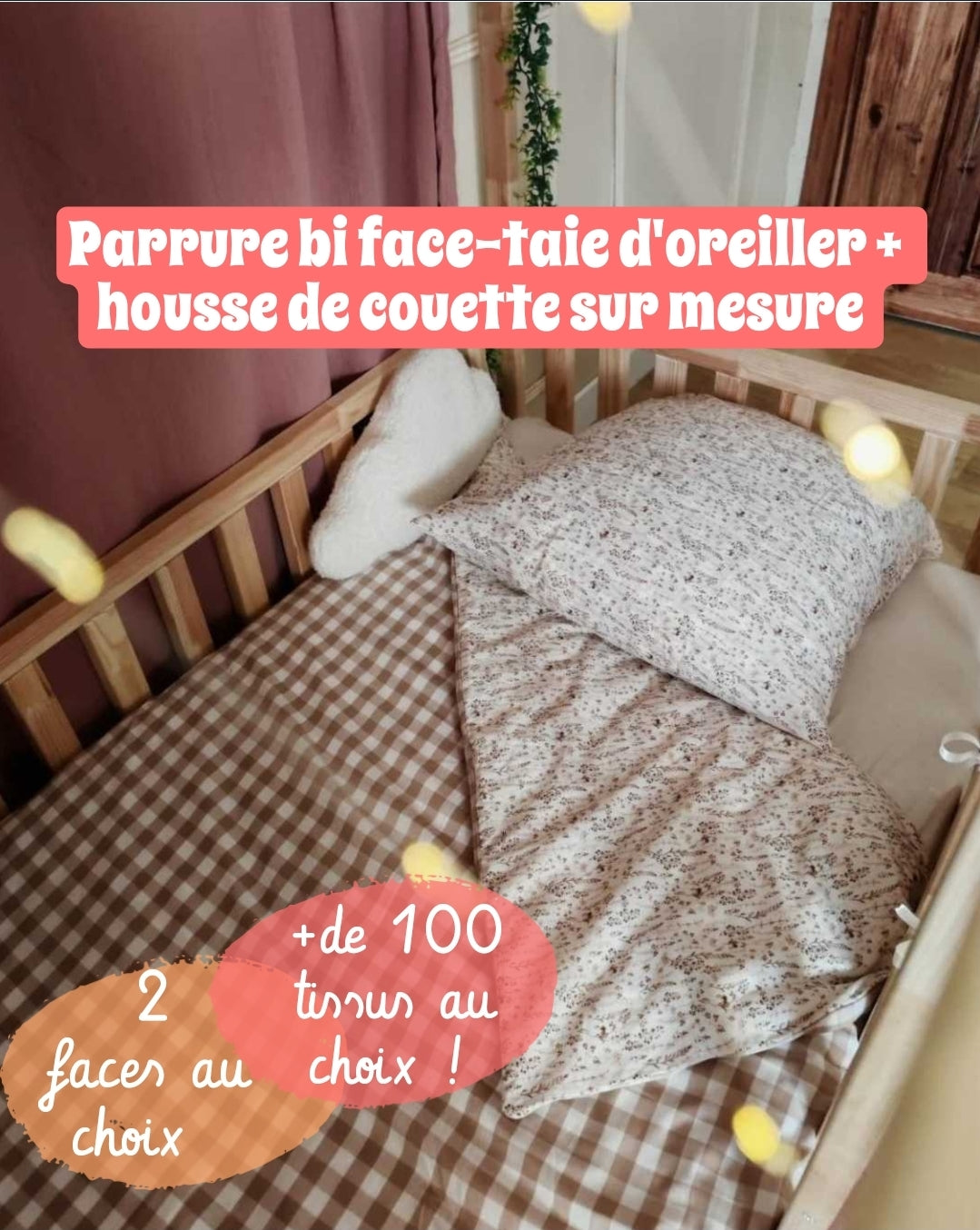 Parure de lit 1 personne 2 faces au choix - Sur mesure