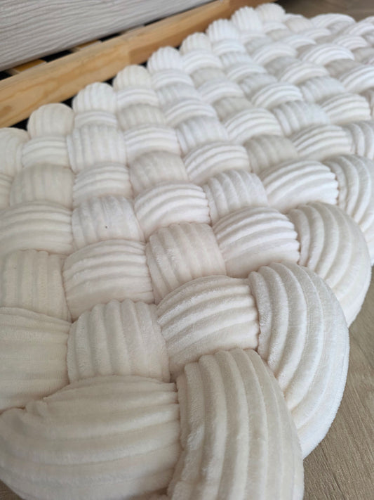 Tapis tressé 100x40cm côtelé crème