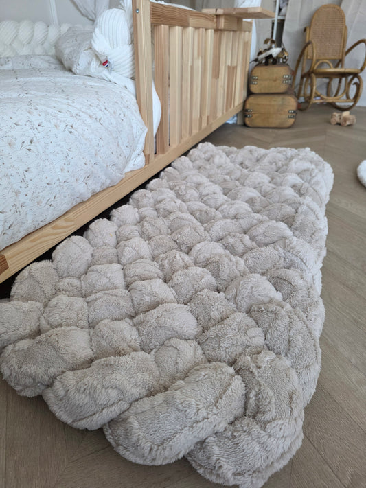 Tapis tressé 100x40cm fourrure beige