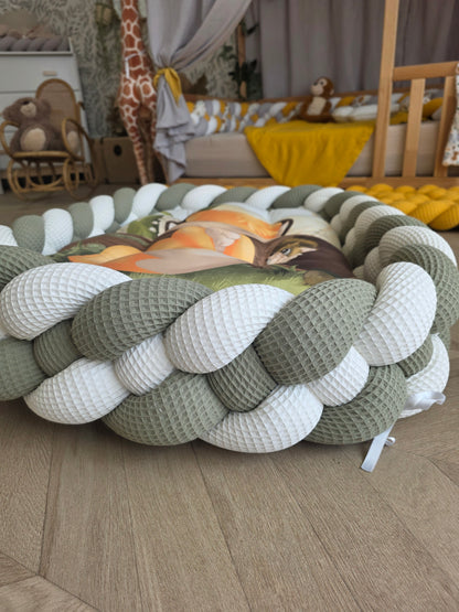 Tapis moelleux avec tresse renard et olive 60x90cm