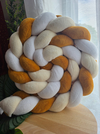Tresse de lit 3 brins 300cm doudou blanc vanille et moutarde