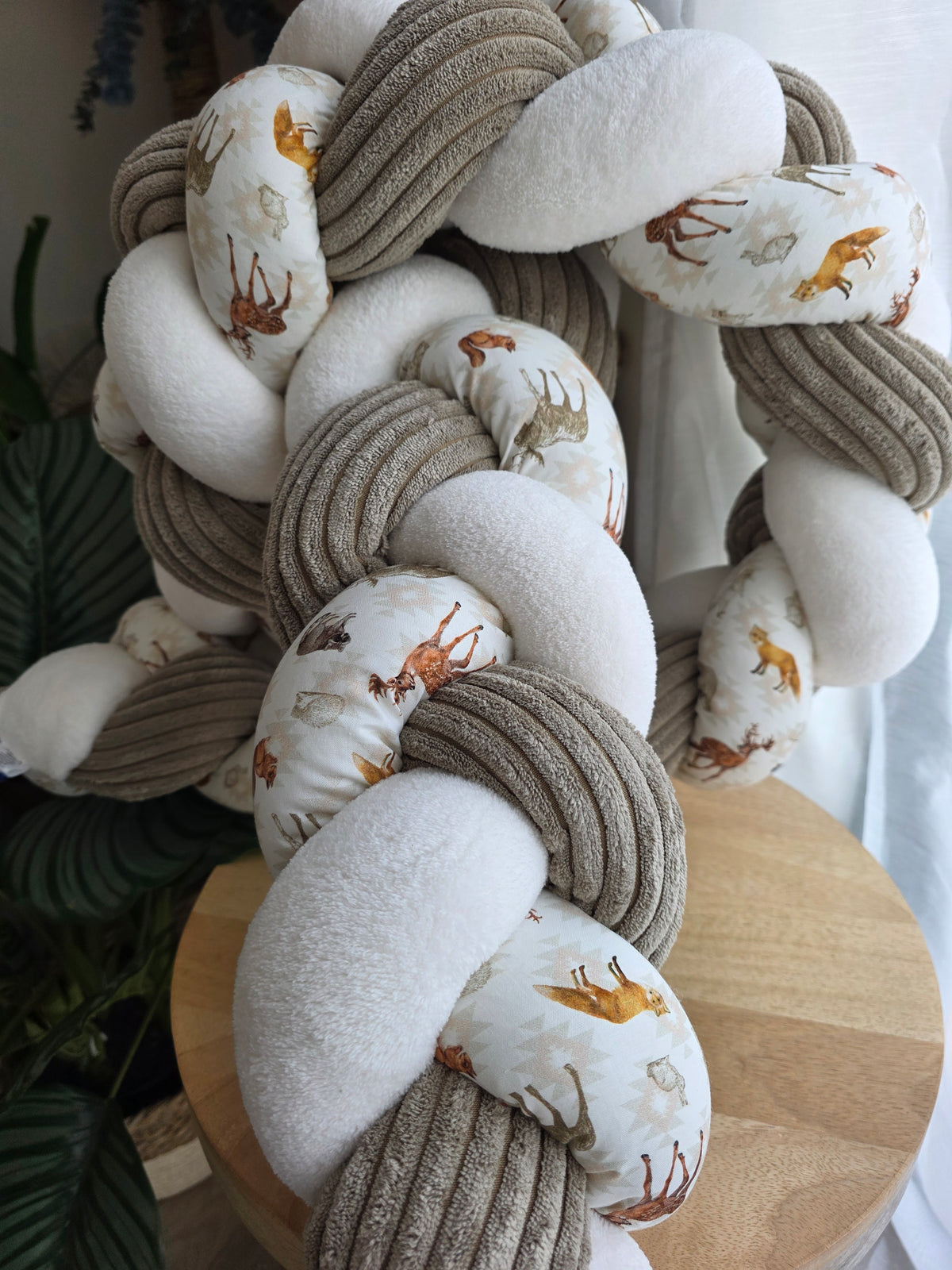 Tresse de lit 3 brins 200cm doudou écru côtelé galet et renard