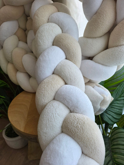 Tresse de lit 3 brins 460cm doudou blanc écru et beige