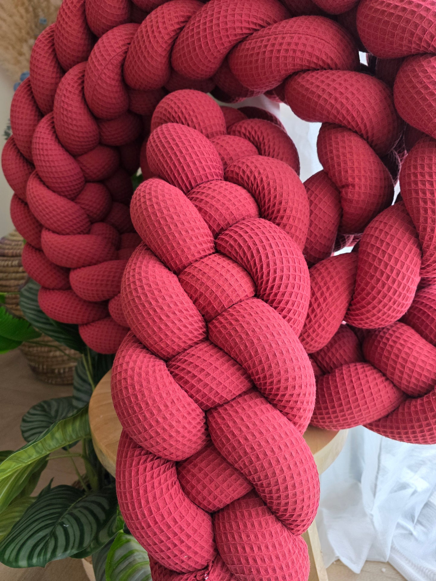 Tresse de lit 4 brins 460cm nid d'abeille framboise déstockage