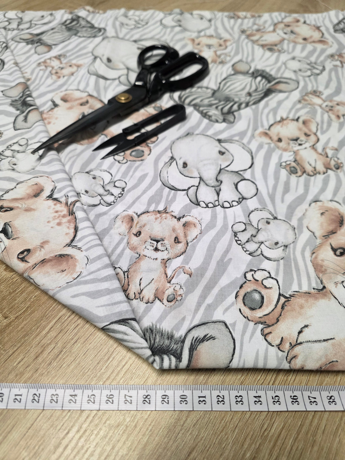 Tissu en coton - Popeline de coton - Motif Animaux à rayures