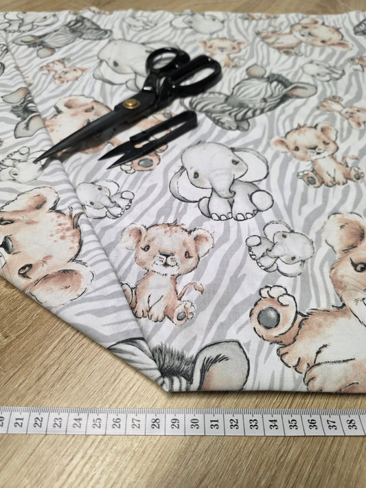 Tissu en coton - Popeline de coton - Motif Animaux à rayures