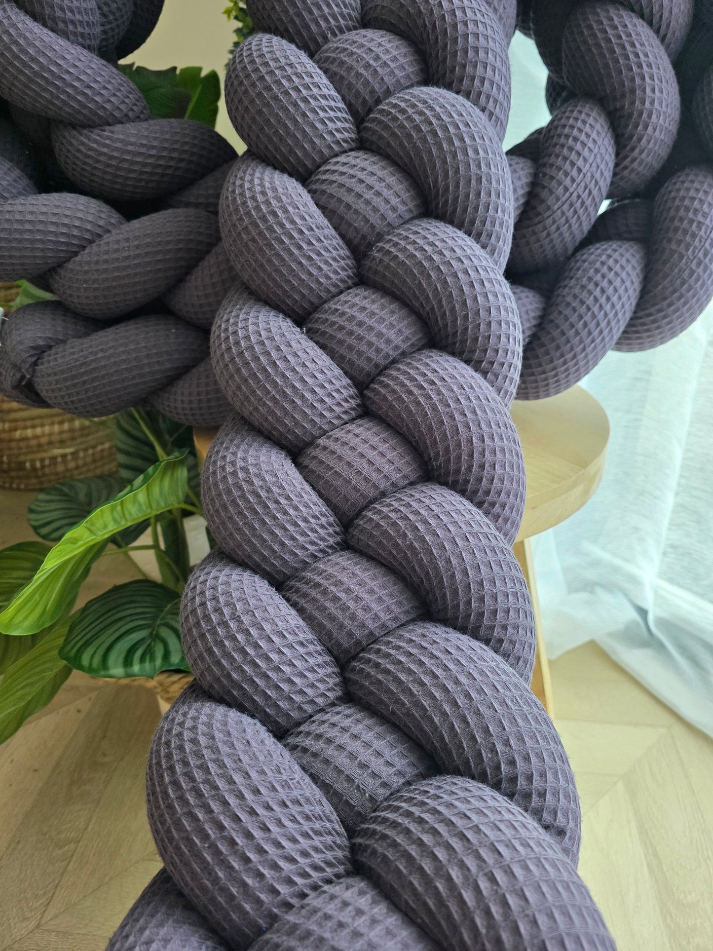 Tresse de lit 4 brins 460cm nid d'abeille aubergine déstockage