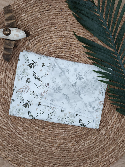 Tissu en coton - Popeline de coton - motif Fleurs d'hiver