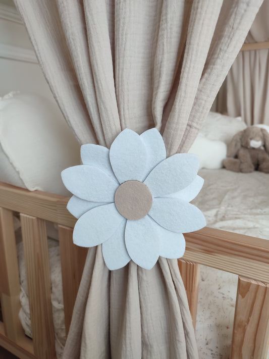 Embrasses de rideaux fleurs blanches - lot de 2