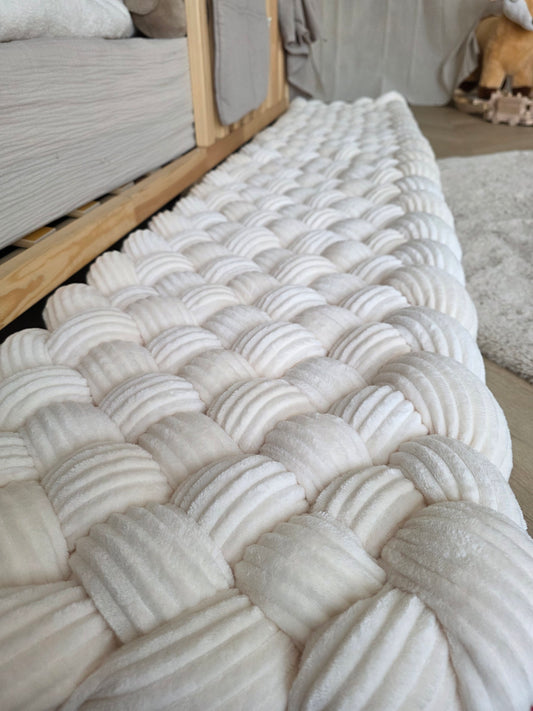 Tapis tressé 200x40cm côtelé crème