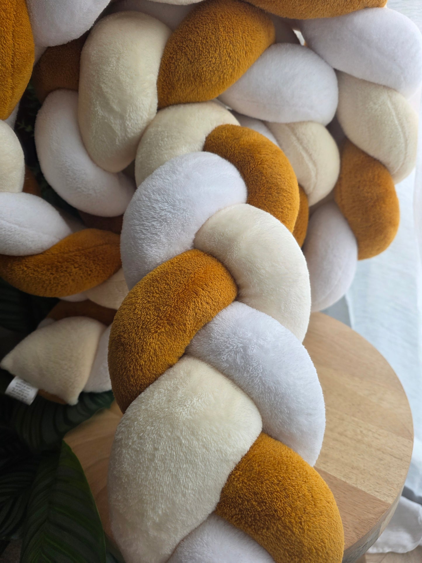 Tresse de lit 3 brins 300cm doudou blanc vanille et moutarde
