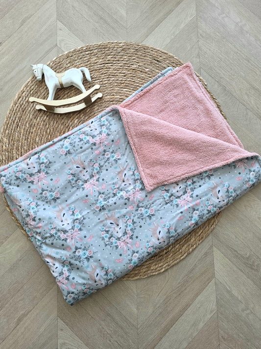 Couverture 100x140cm fine bichette et doudou poudrée