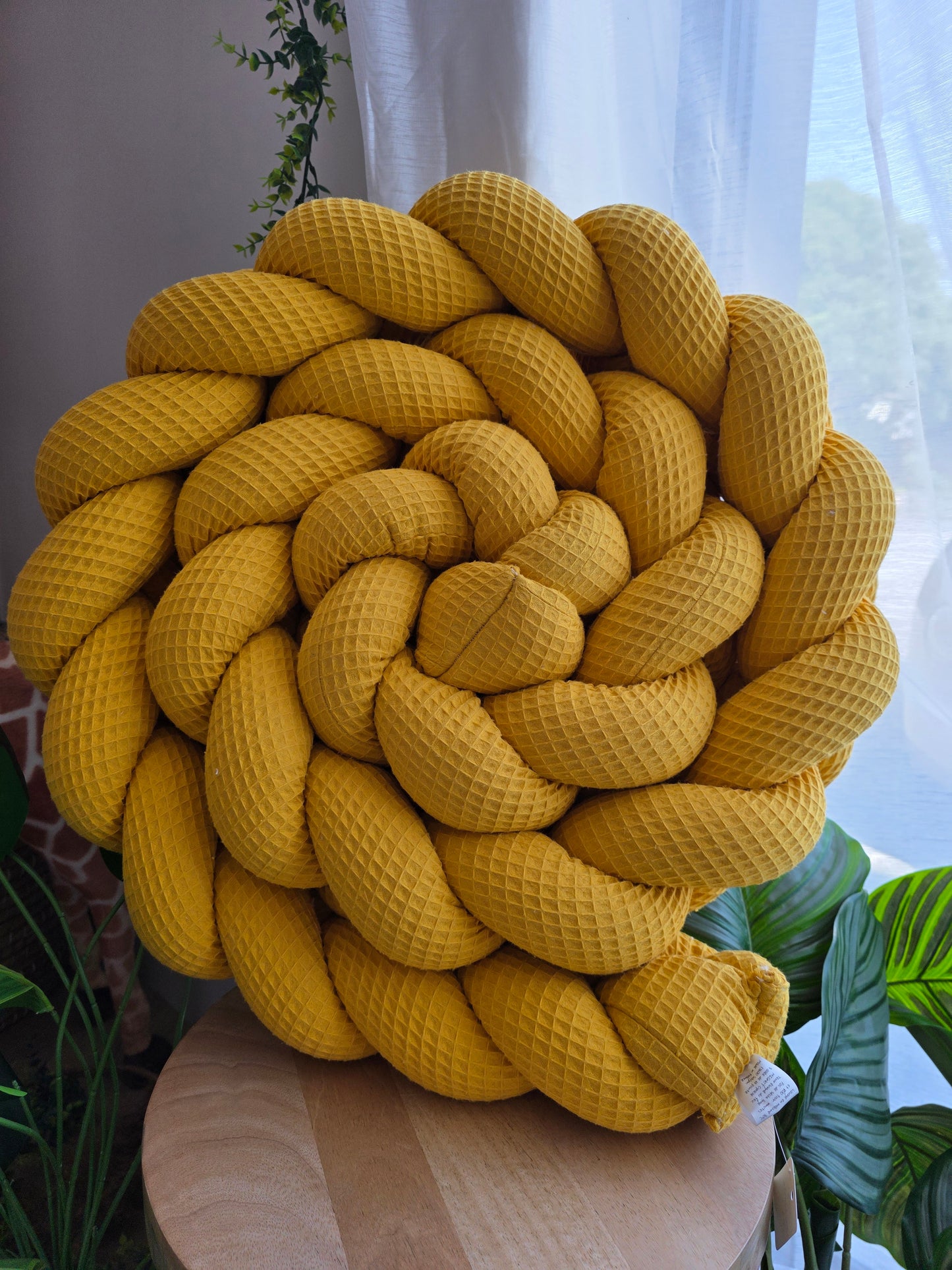 Tresse de lit 3 brins 300cm nid d'abeille moutarde