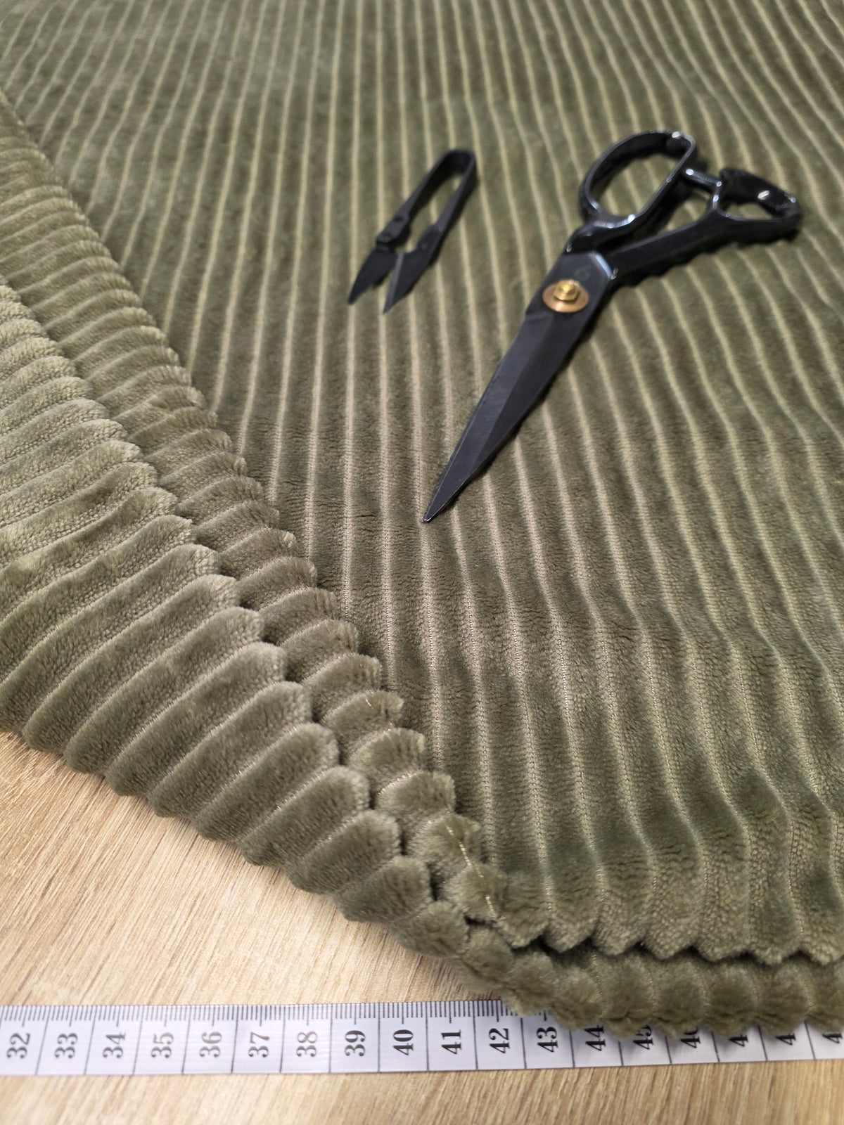 Tissu Côtelé - Velours Olive