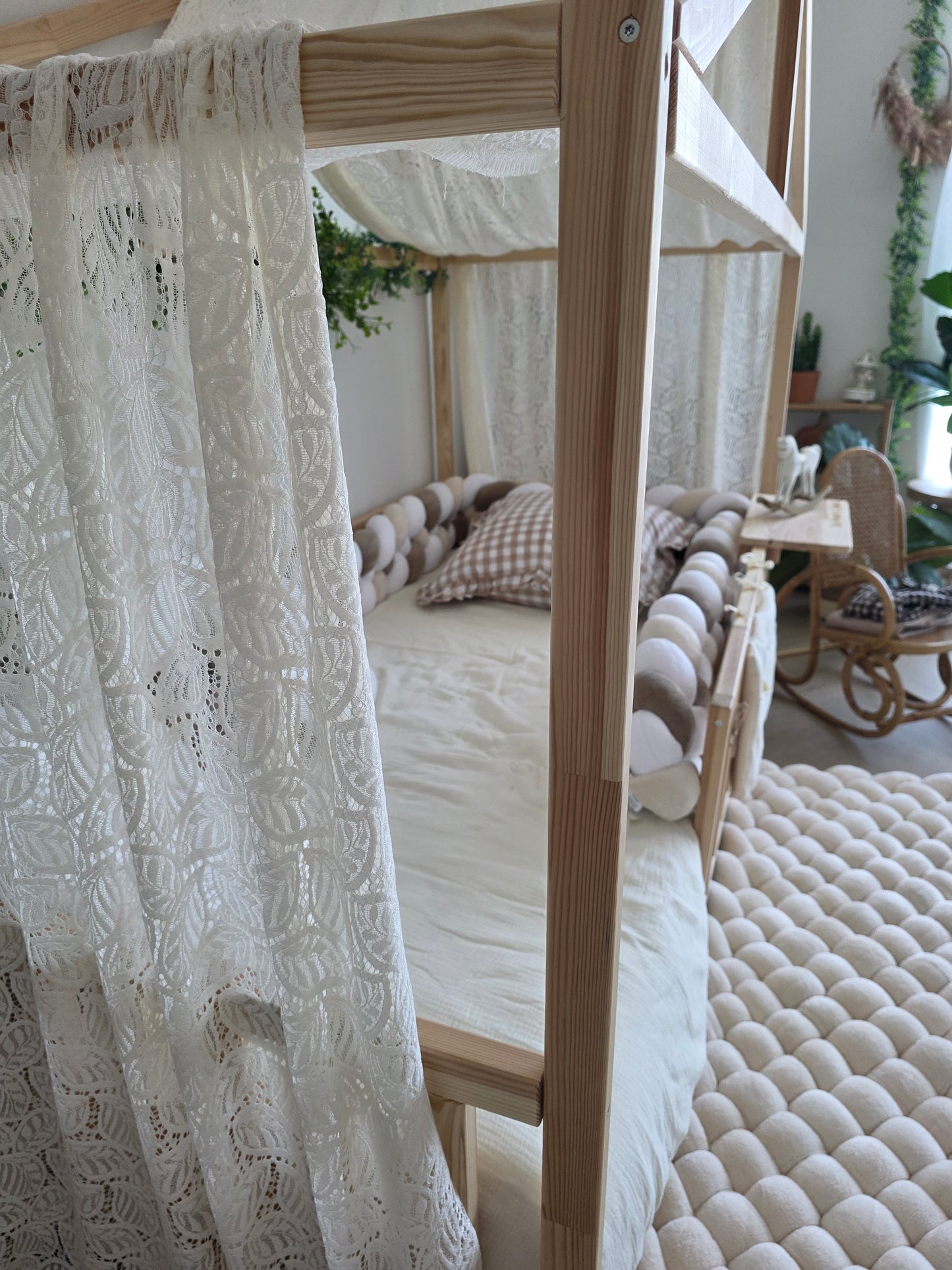 Ciel de lit cabane modèle B dentelle crème
