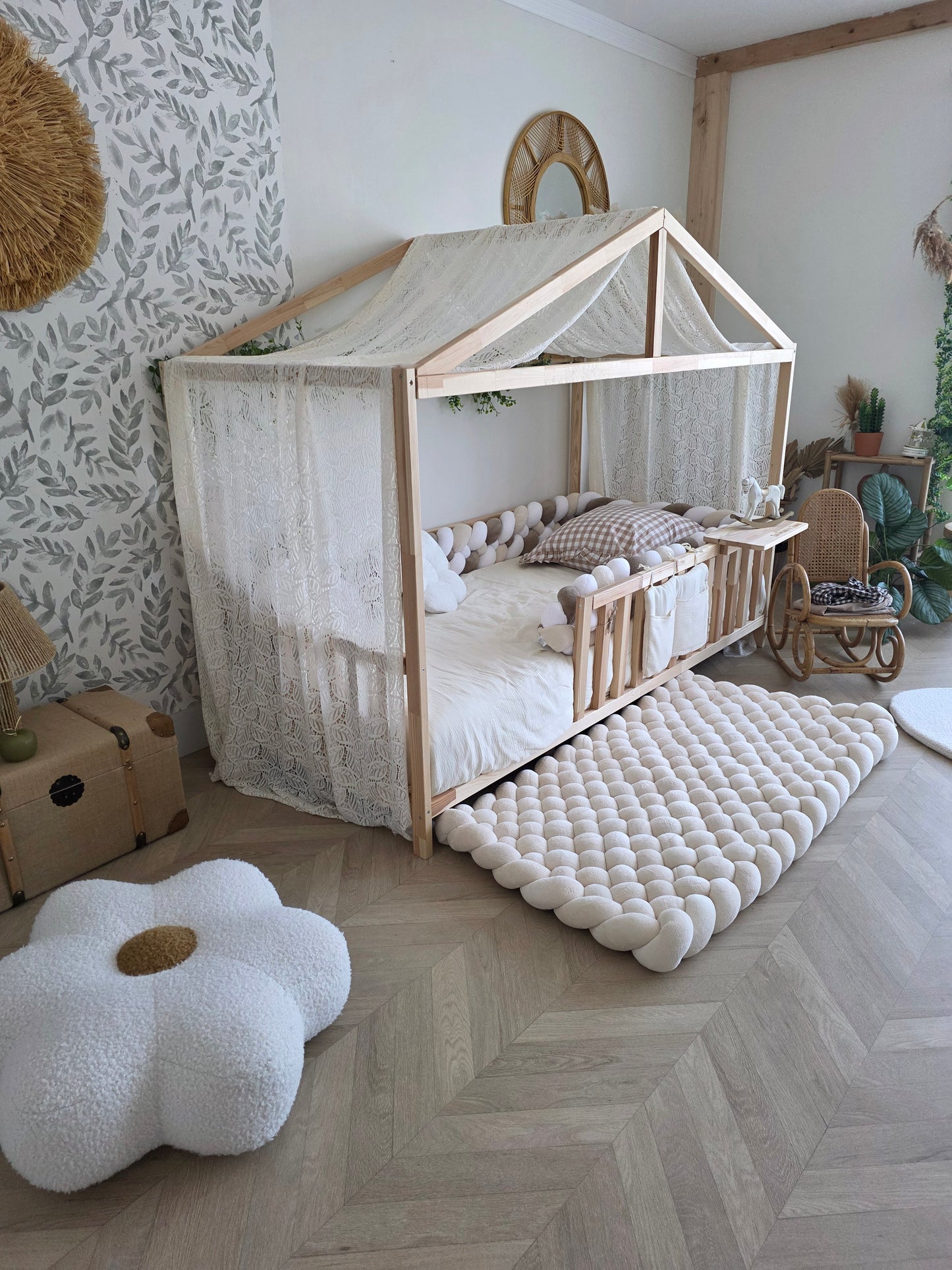 Ciel de lit cabane modèle B dentelle crème
