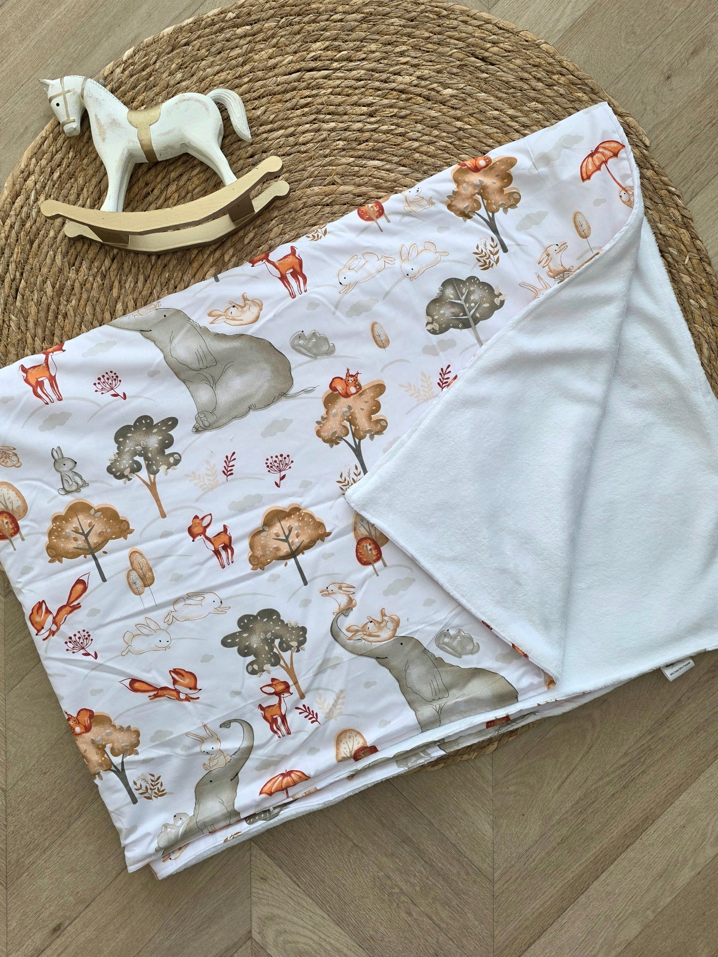 Couverture 100x140cm fine automne et doudou blanc