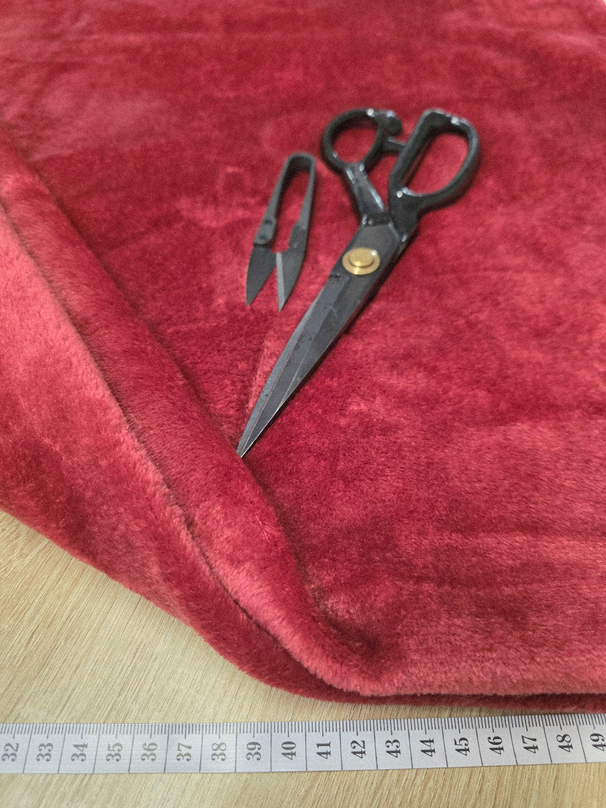 Tissu Doudou - Polaire Bordeaux