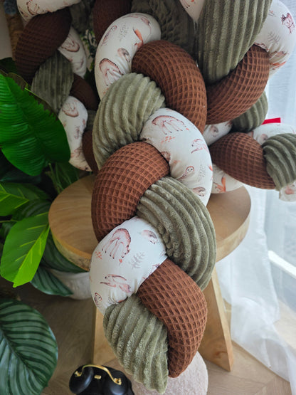 Tresse de lit 3 brins 250cm chocolat côtelé olive et forêt