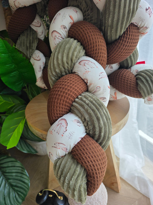 Tresse de lit 3 brins 250cm chocolat côtelé olive et forêt