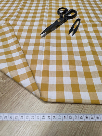 Tissu en coton - Popeline de coton - Motif VIchy Moutarde