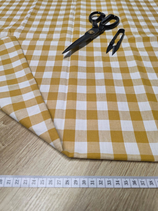 Tissu en coton - Popeline de coton - Motif VIchy Moutarde