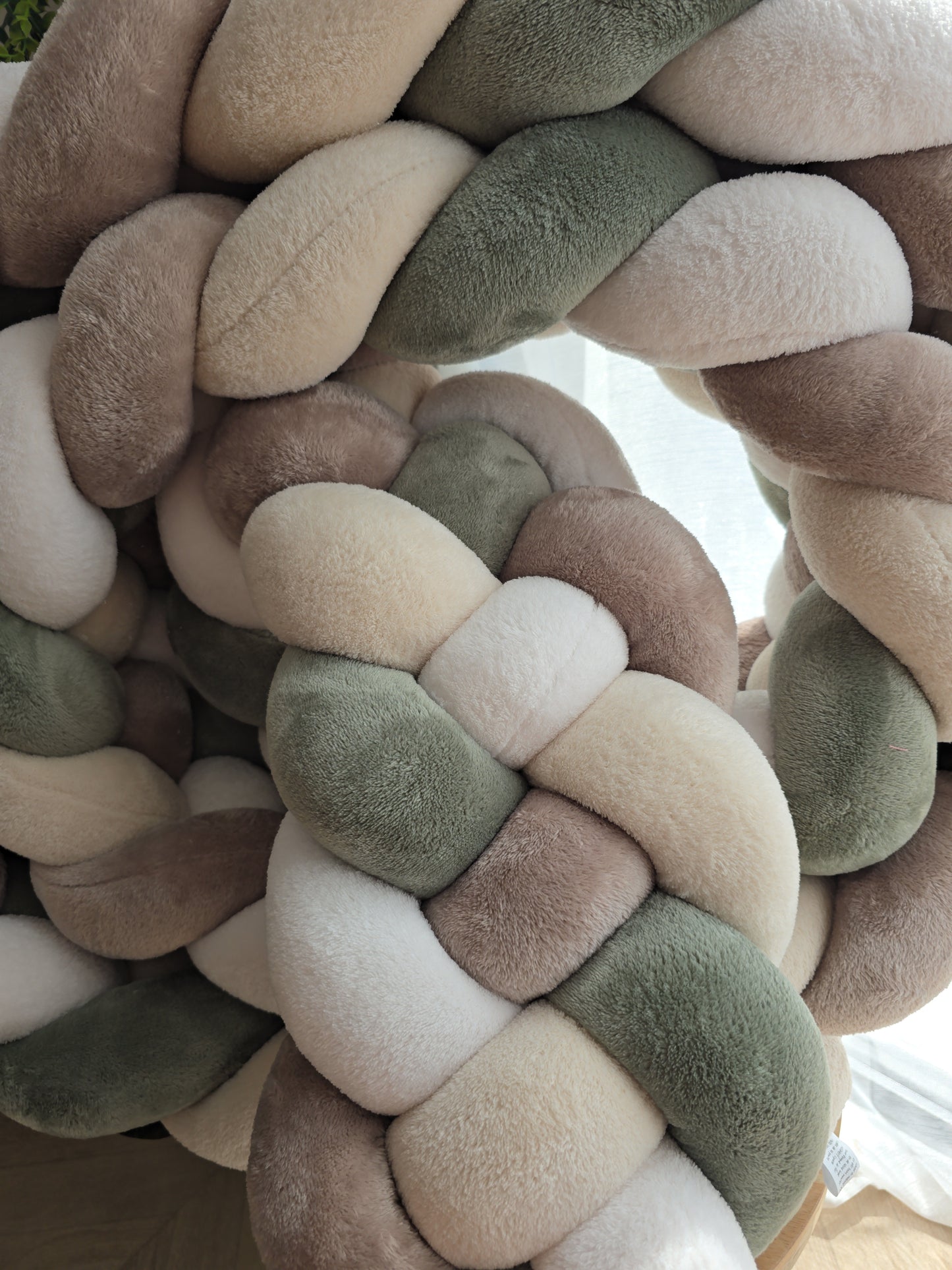 Tresse de lit 4 brins 480cm doudou blanc beige olive et galet