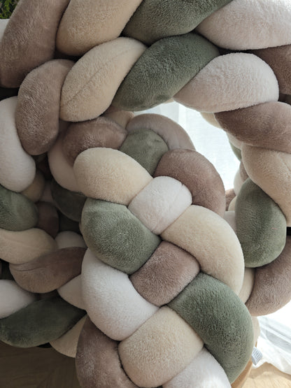 Tresse de lit 4 brins 480cm doudou blanc beige olive et galet