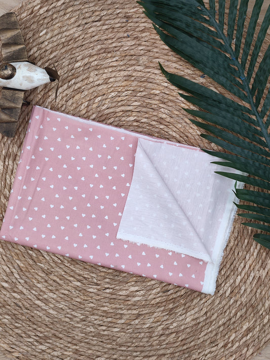 Tissu en coton - Popeline de coton - Motif Petits coeurs blanc
