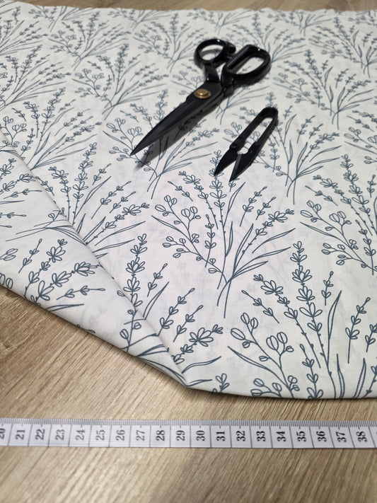 Tissu en coton - Popeline de coton - Motif Branches bleues