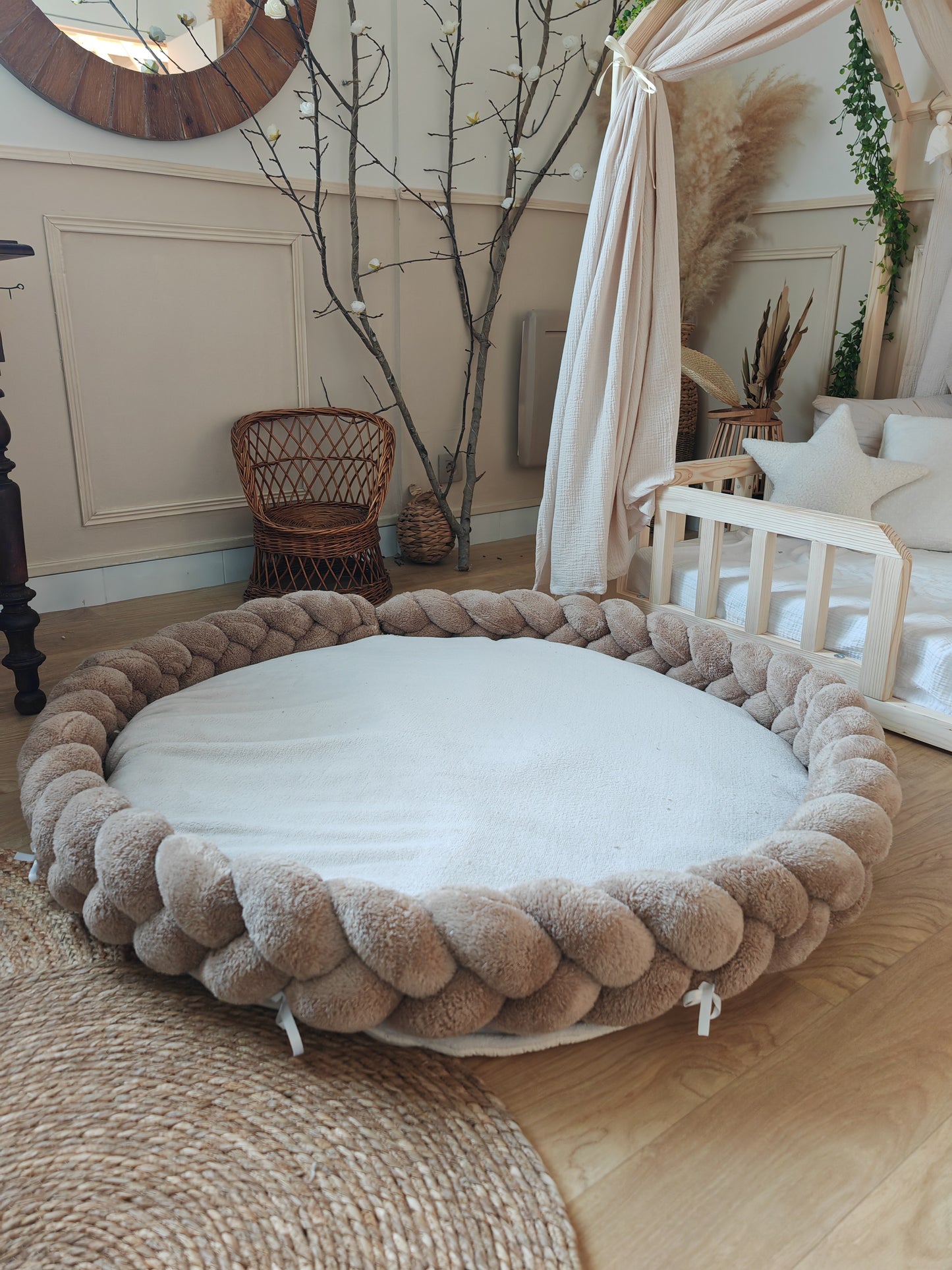 Tapis rond avec tresse 3 brins - Sur mesure
